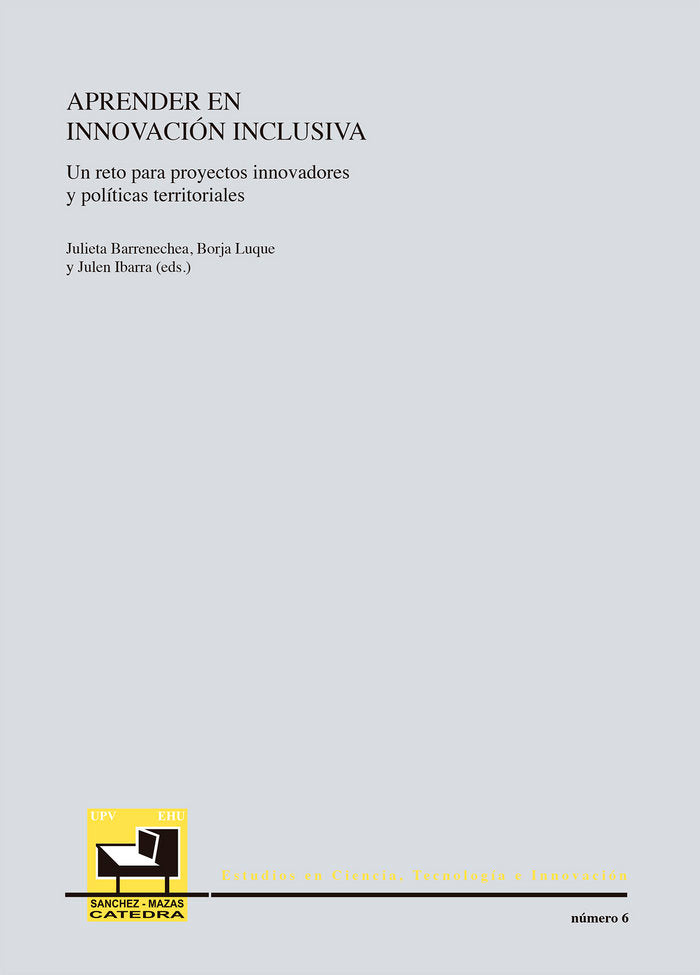 Aprender en innovación inclusiva. Un reto para proyectos innovadores y políticas territoriales / Ber | portada del libro