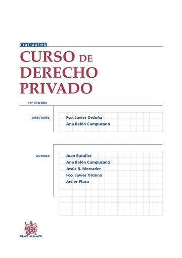 Curso de Derecho Privado 18ª Edición 2015, de ORDUÑA MORENO | portada del libro