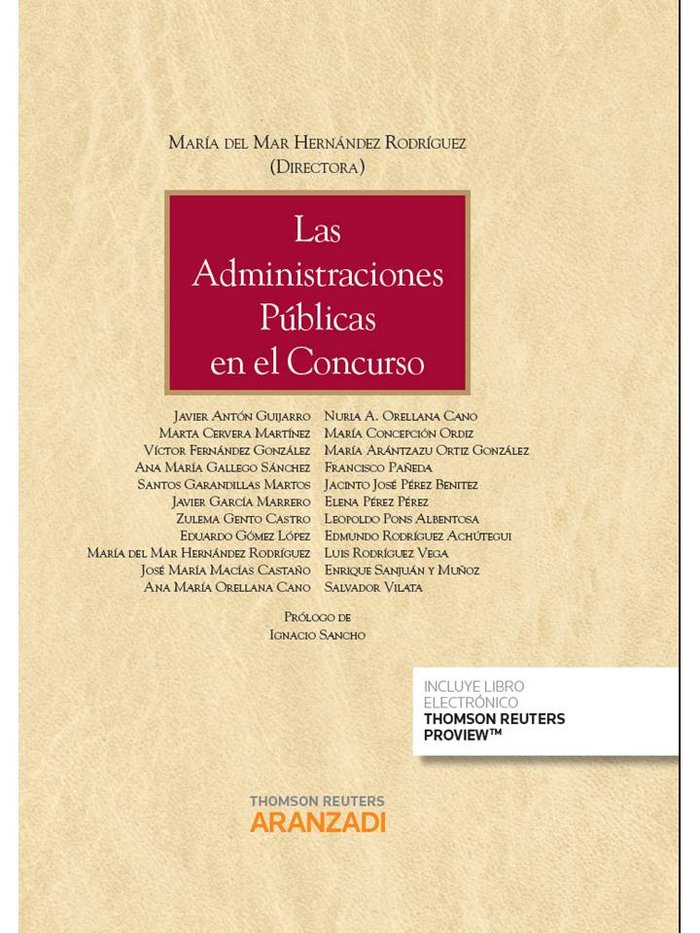 Las Administraciones Públicas en el Concurso (Papel + e-book), de Hernández Rodríguez, María del Mar | portada del libro