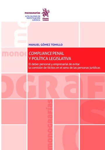 Compliance Penal y Política Legislativa, de GÓMEZ TOMILLO | portada del libro