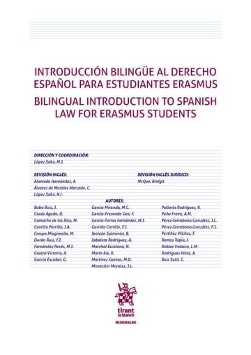 Introducción Bilingüe al Derecho Español Para Estudiantes Erasmus. Bilingual Introduction to Spanish, de López Sako | portada