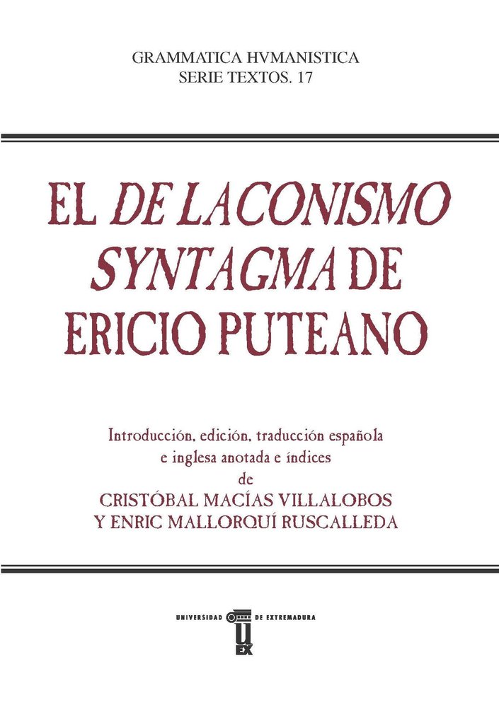 EL "DE LACONISMO SYNTAGMA" DE ERICIO PUTEANO, de ERICIO, PUTEANO | portada del libro