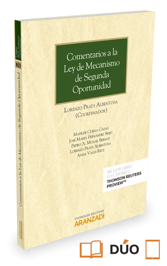Comentarios a la Ley de Mecanismo de Segunda Oportunidad (Papel + e-book), de Cuena Casas, Matilde | portada del libro