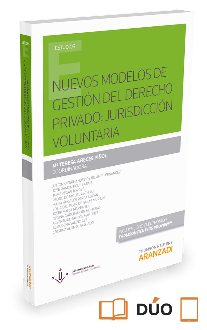 Nuevos modelos de gestión del derecho privado: Jurisdicción Voluntaria (Papel + e-book), de Areces Piñol, Mª Teresa | portada