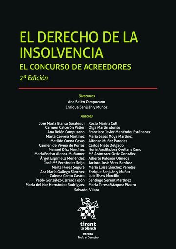 El Derecho de la Insolvencia. El Concurso de Acreedores 2ª Edición 2016, de CAMPUZANO LAGUILLO | portada del libro