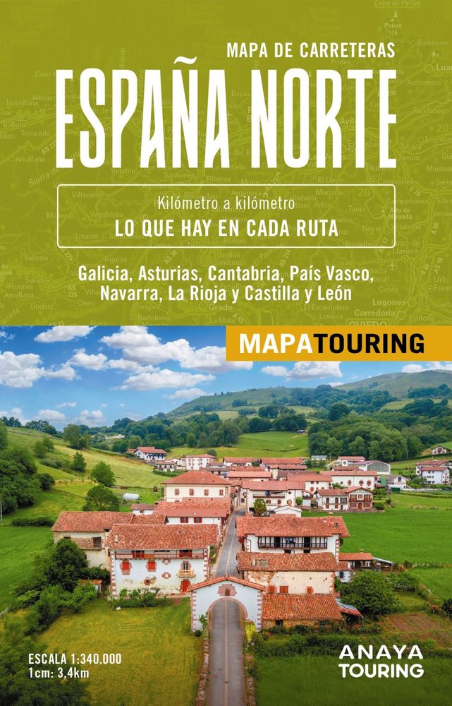 MAPA DE CARRETERAS DE ESPAÑA NORTE 1:340.000, de ANAYA TOURING | portada del libro