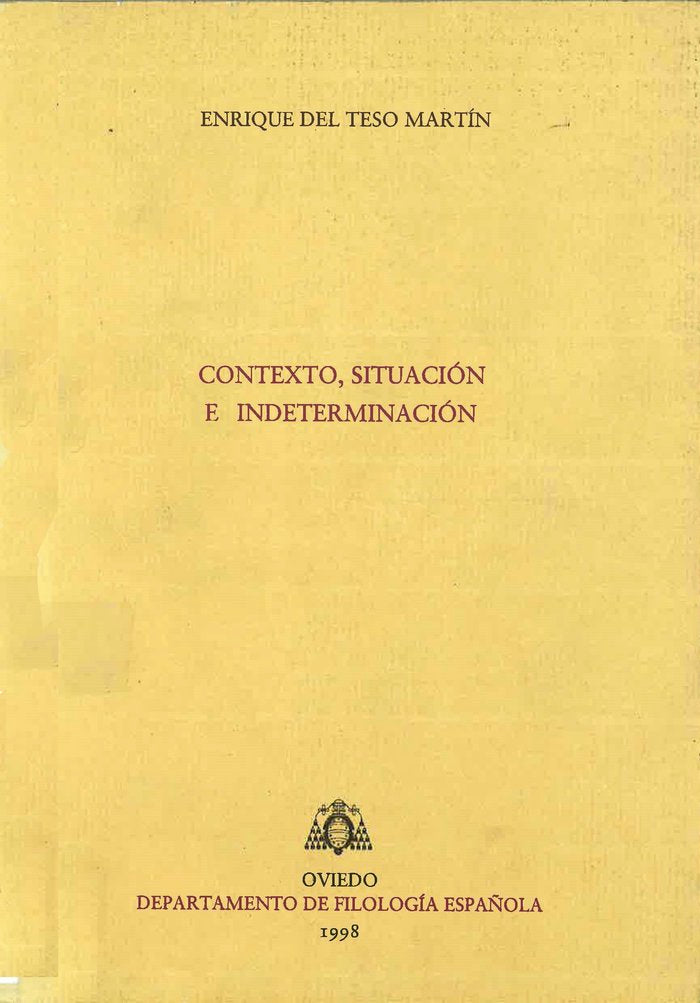 Contexto, situación e indeterminación, de Teso Martín, Enrique del | portada del libro
