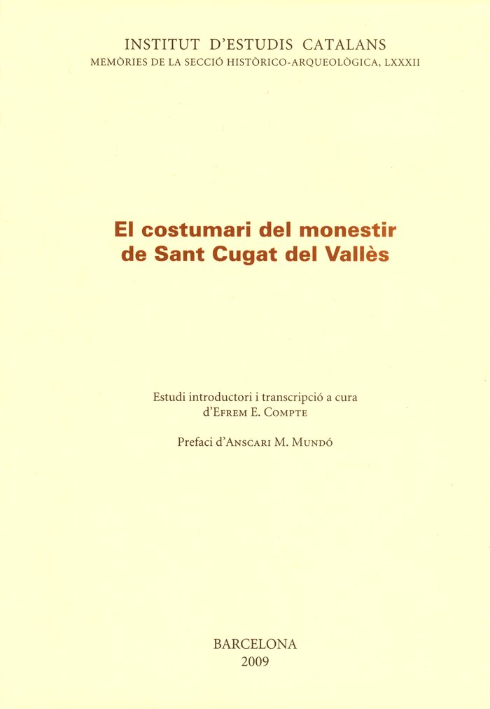El costumari del monestir de Sant Cugat del Vallès, de AA.VV. | portada del libro