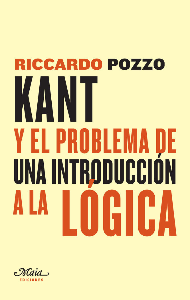 Kant y el problema de una introducción a la Lógica, de Riccardo Pozzo | portada del libro
