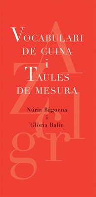 Vocabulari de cuina i taules de mesura, de BALIU | portada del libro