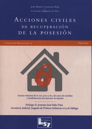 Acciones civiles de recuperación de la posesión, de CADENAS DE GEA, CATALINA | portada del libro