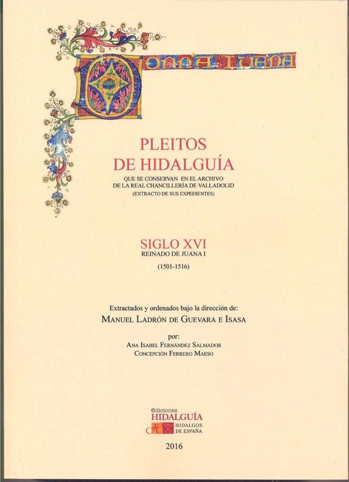 Pleitos de Hidalguía que se conservan en el Archivo de la Real Chancillería de Valladolid (extracto, de Fernández Salmador |