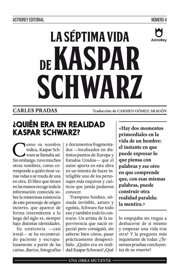 La séptima vida de Kaspar Schwarz, de Pradas Lechuga, Carles | portada del libro