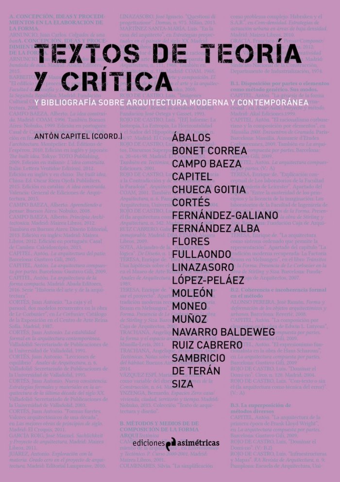 TEXTOS DE TEORÍA Y CRÍTICA Y BIBLIOGRAFÍA SOBRE ARQUITECTURA MODERNA Y CONTEMPORÁNEA, de Varios autores | portada del libro