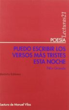 PUEDO ESCRIBIR LOS VERSOS MAS TRISTES ESTA NOCHE, de Félix Grande | portada del libro