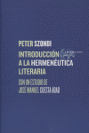 Introducción a la hermenéutica literaria, de Szondi, Peter | portada del libro