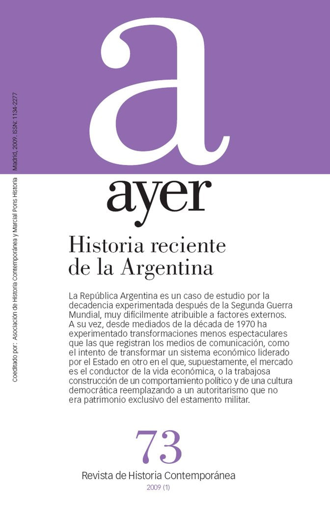 HISTORIA RECIENTE DE LA ARGENTINA, de Saborido, Jorge | portada del libro