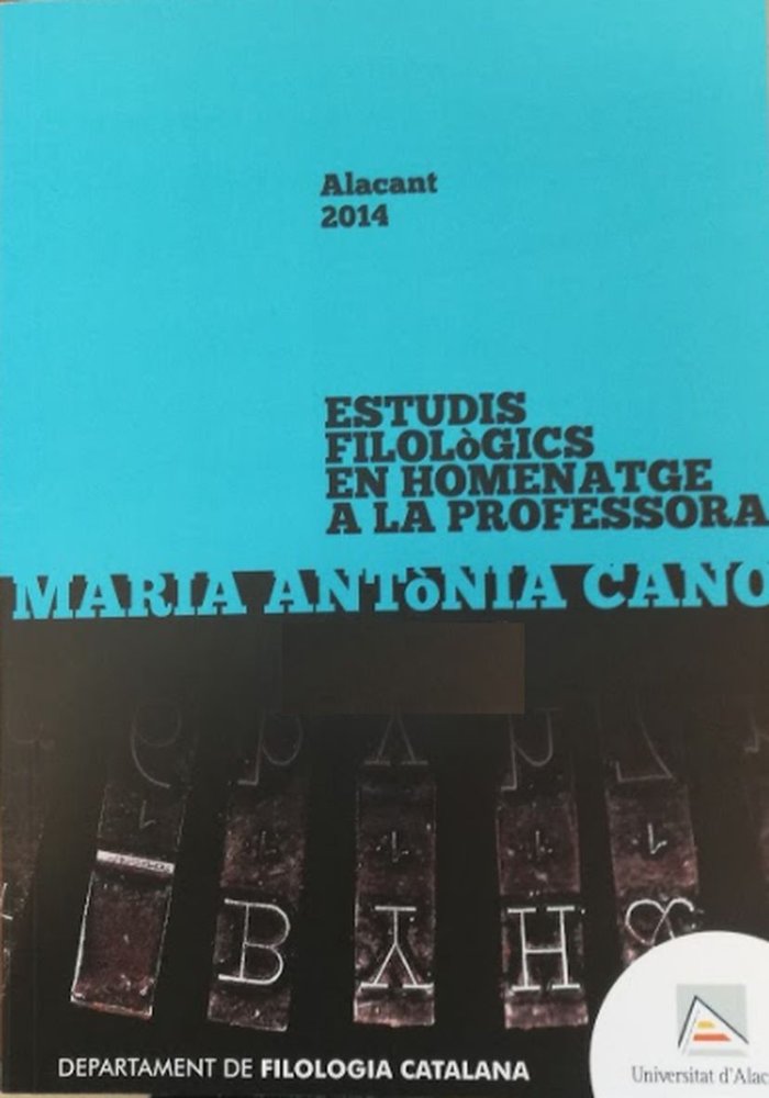Estudis filològics en homenatge a la professora Maria Antònia Cano, de Varios autores | portada del libro