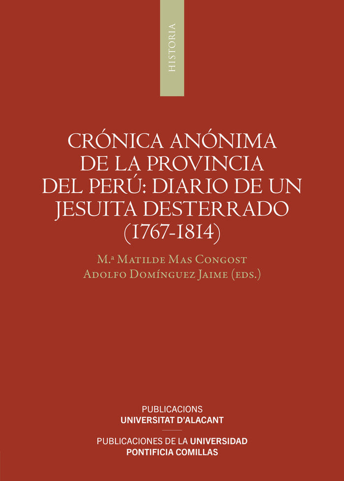 CRONICA ANONIMA DE LA PROVINCIA DEL PERU DIARIO DE UN JESUI, de MAS CONGOST | portada del libro