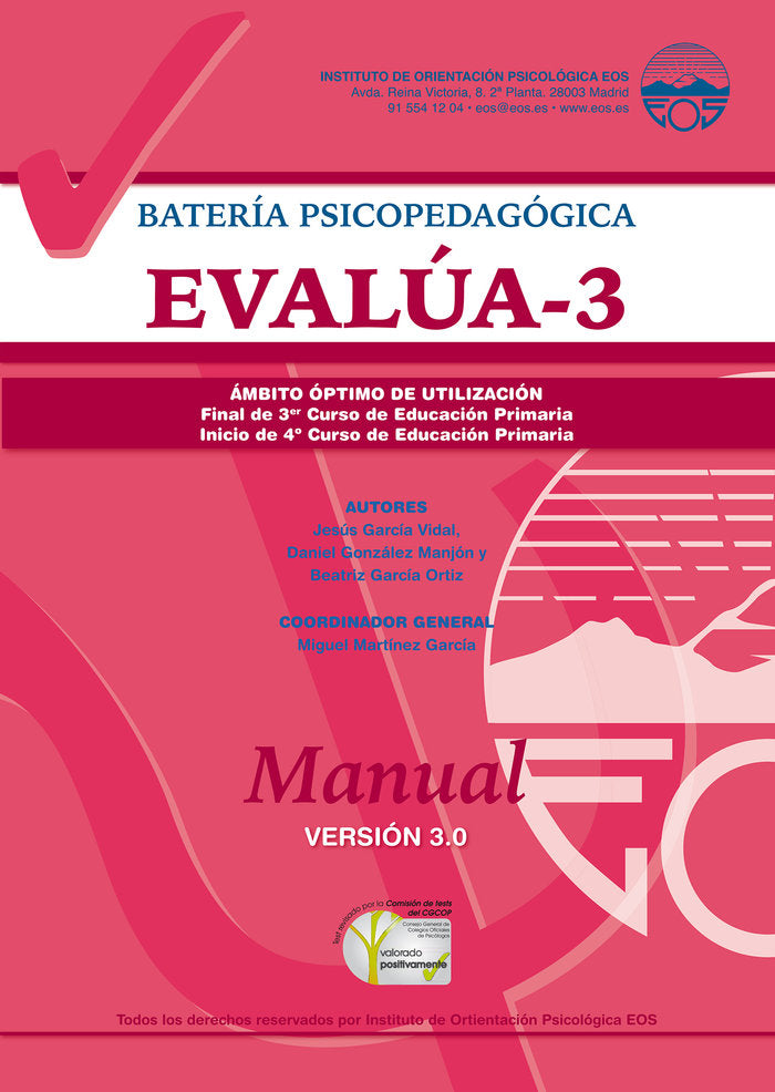 Manual EVALÚA 3. Versión 3.0, de García Vidal, Jesús | portada del libro