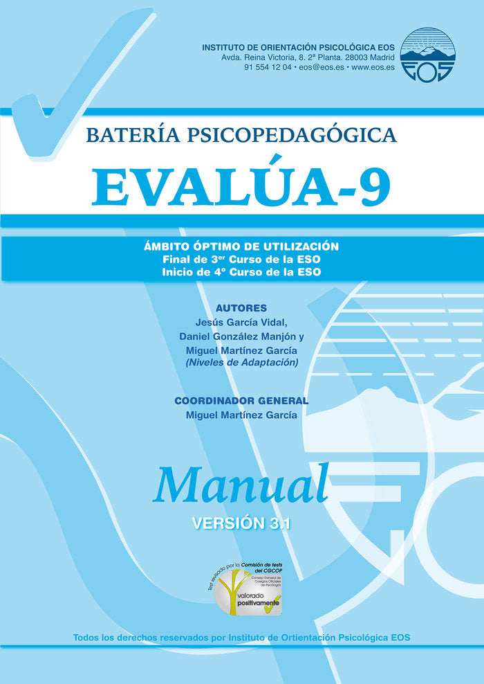 Manual EVALÚA 9. Versión 3.0, de García Vidal, Jesús | portada del libro