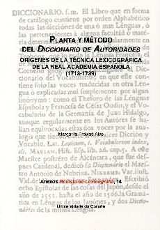 Planta y método del Diccionario de Autoridades, de Freixas Alás | portada del libro