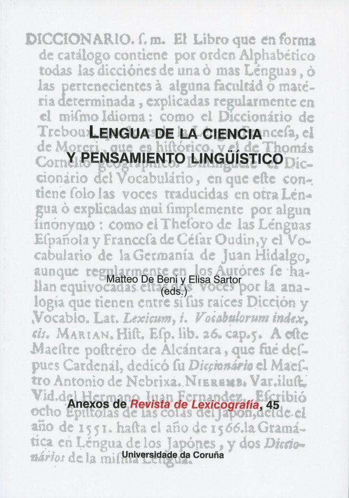 LENGUA DE LA CIENCIA Y PENSAMIENTO LINGUISTICO, de DE BENI, MATEO | portada del libro