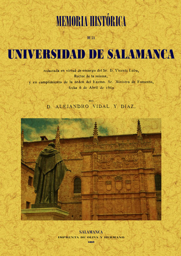 Memoria histórica de la ciudad de Salamanca, de Vidal y Díaz, Alejandro | portada del libro