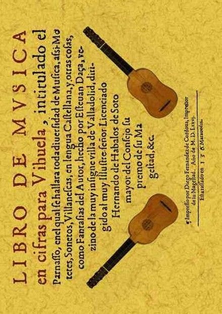 Libro de música en cifras para vihuela, intitulado el parnasso, de Daça, Esteban | portada del libro