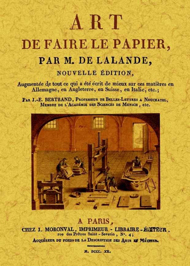 Art de faire le papier, de Fançais de Lalande, Joseph Jerome | portada del libro