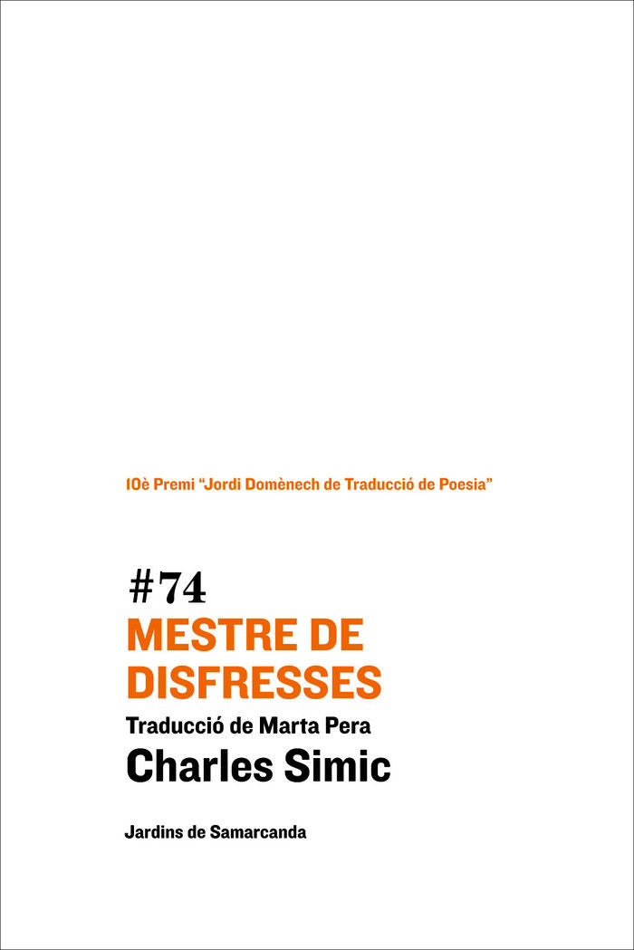 Mestre de disfresses, de Simic, Charles | portada del libro