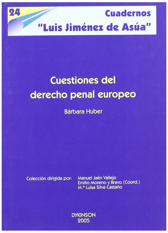 Cuestiones de derecho penal europeo, de Huber, Bárbara | portada del libro