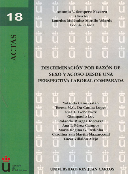 Discriminación por razón de sexo y acoso desde una perspectiva laboral comparada, de Sempere Navarro | portada del libro