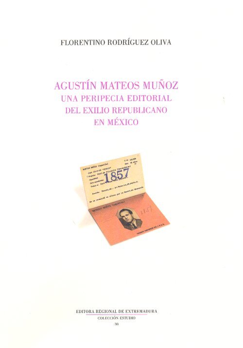 AGUSTIN MATEO MUÑOZ, de RODRIGUEZ, FLORENTINO | portada del libro