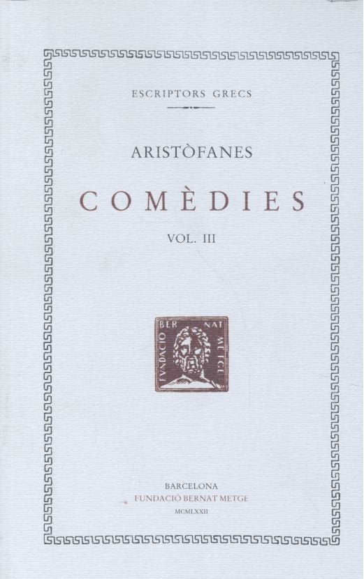 Comèdies, vol. III: Les vespes. La pau, de Aristòfanes | portada del libro
