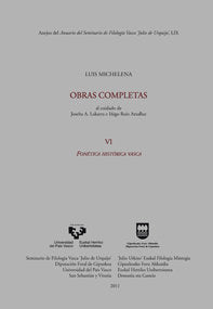 Luis Michelena. Obras completas. VI. Fonética histórica vasca, de MITXELENA ELISSALT, KOLDO | portada del libro