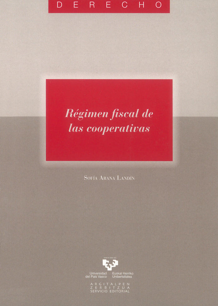 Régimen fiscal de las cooperativas, de Arana Landín, Sofía | portada del libro