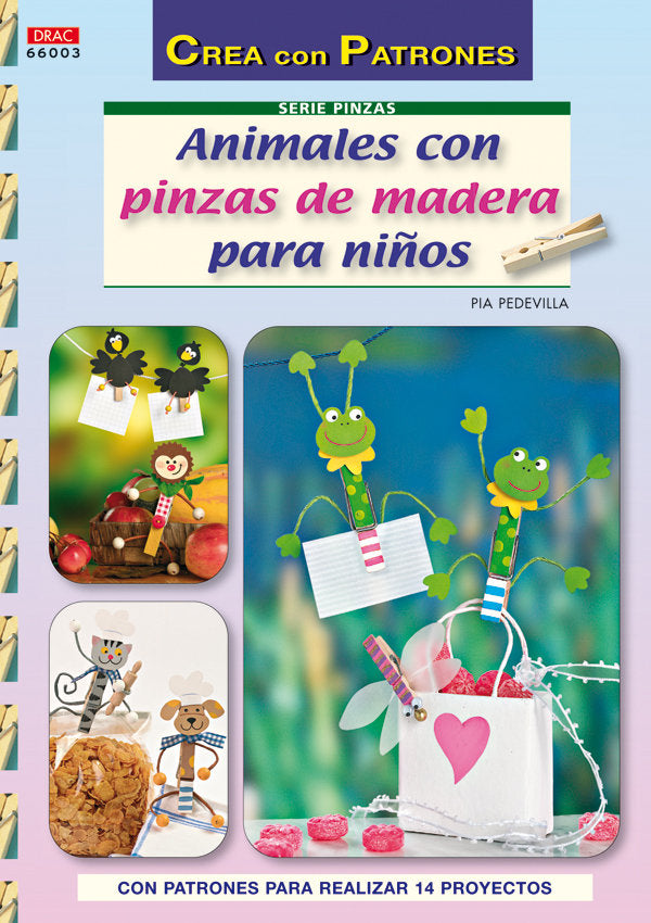 ANIMALES CON PINZAS DE MADERA PARA NIÑOS, de Pedevilla | portada del libro
