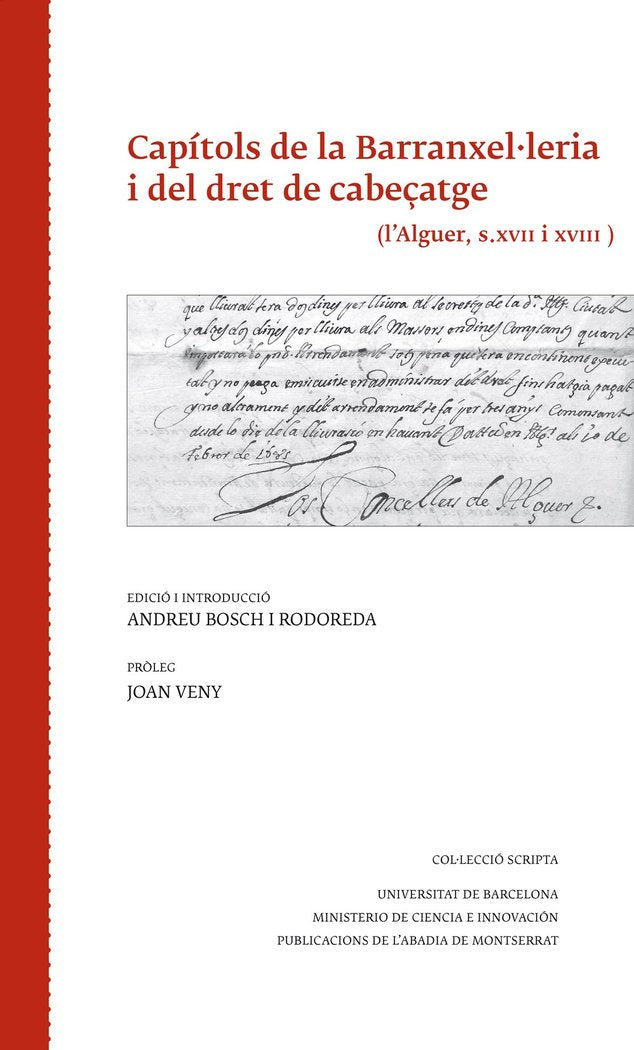 Capítols de la Barranxel·leria i del dret de cabeçatge, de Varios autores | portada del libro