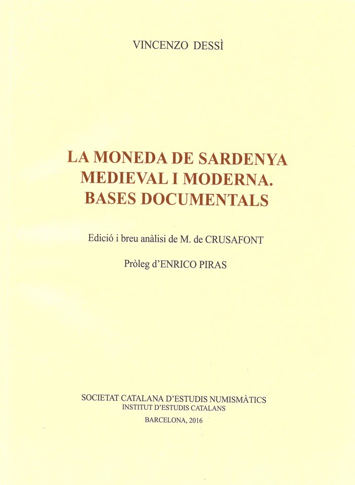 La Moneda de Sardenya medieval i moderna, de Dessì | portada del libro