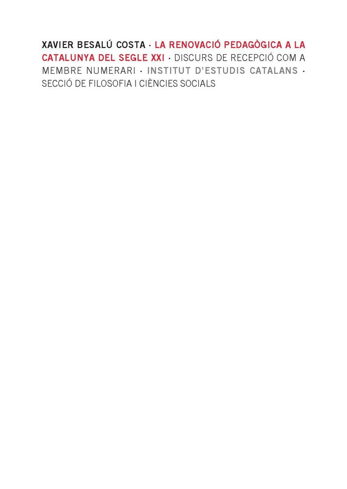 La renovació pedagògica a la Catalunya del segle XXI, de Besalú Costa | portada del libro