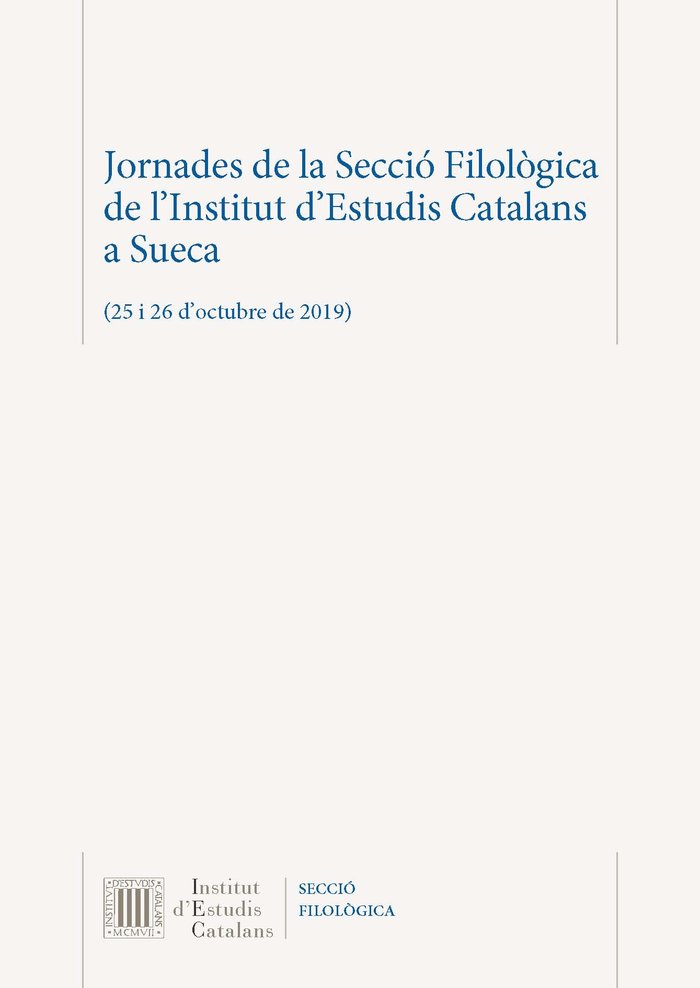 JORNADES DE LA SECCIO FILOLOGICA DE L'INSTITUT D'ESTUDIS CATALANS A SUECA (25 I, de VARIOS AUTORES | portada del libro