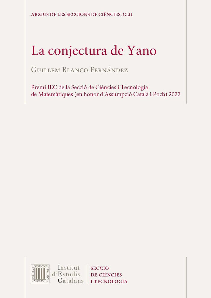 LA CONJECTURA DE YANO, de GUILLEM, BLANCO FERNANDEZ | portada del libro