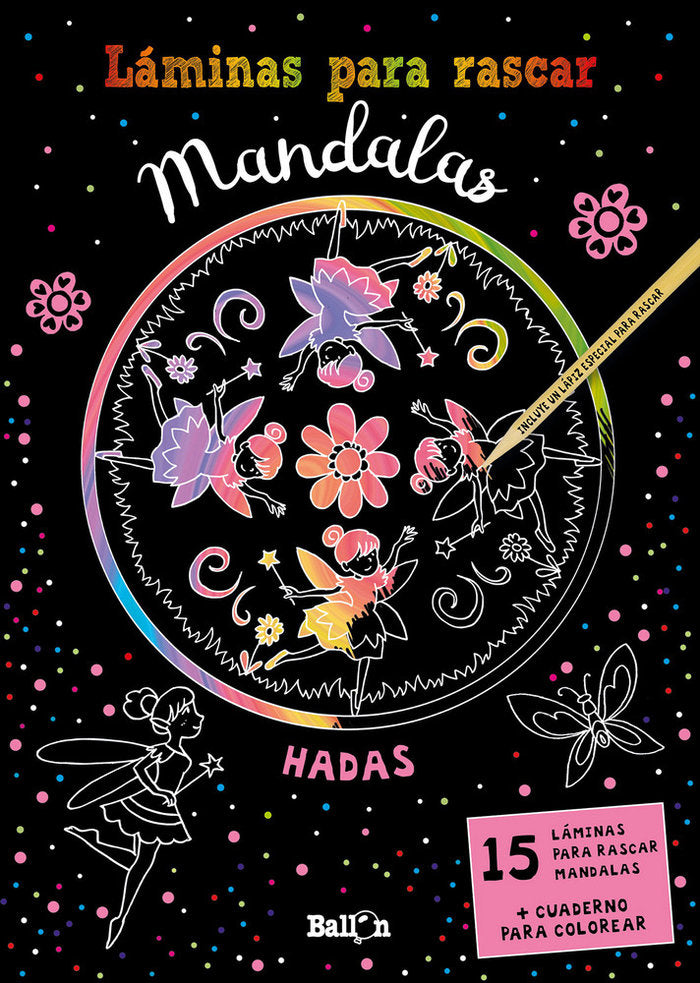 Láminas para rascar Mandalas - Hadas, de BALLON | portada del libro