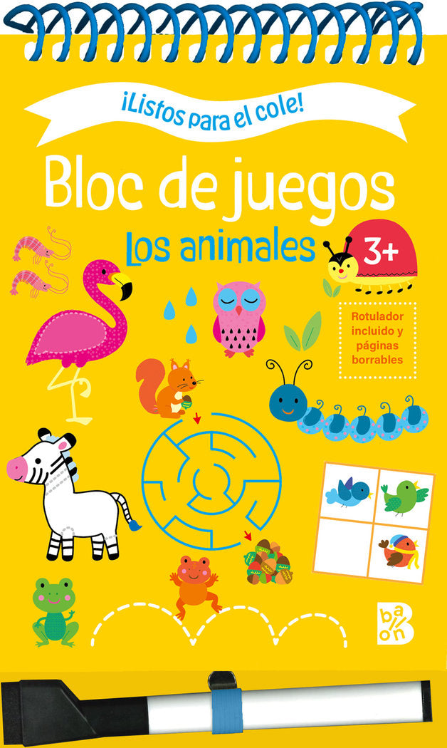 LISTOS PARA EL COLE BLOC DE JUEGOS LOS ANIMALES +3, de BALLON | portada del libro