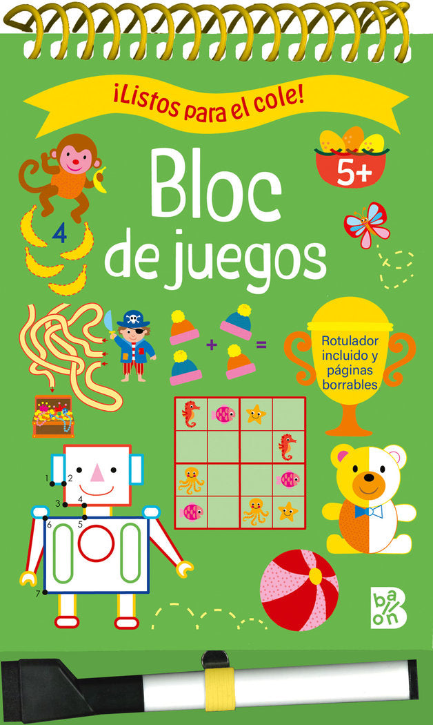 LISTOS PARA EL COLE BLOC DE JUEGOS +5, de BALLON | portada del libro