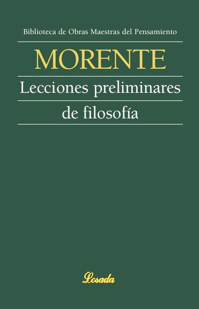 LECCIONES PRELIMINARES FILOSO-44, de García Morente, Manuel | portada del libro