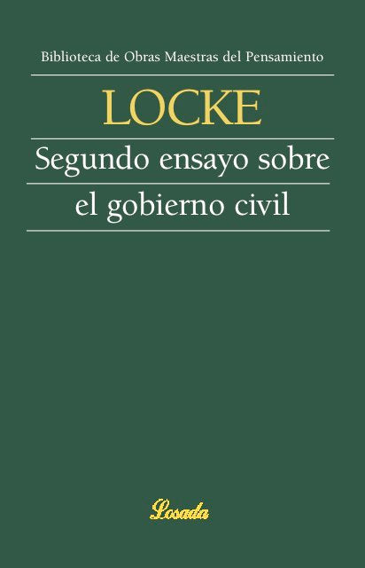 SEGUNDO ENSAYO SOBE EL GOBIERNO CIVIL, de Locke, John | portada del libro