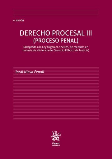 Derecho procesal iii proceso penal 4ª edicion, de Nieva Fenoll | portada del libro