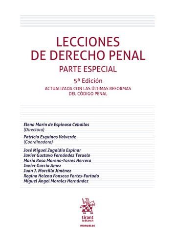 LECCIONES DE DERECHO PENAL PARTE ESPECIAL 5ª EDICION ACTUALIZADA CON LAS ULTIMAS, de VV.AA. | portada del libro